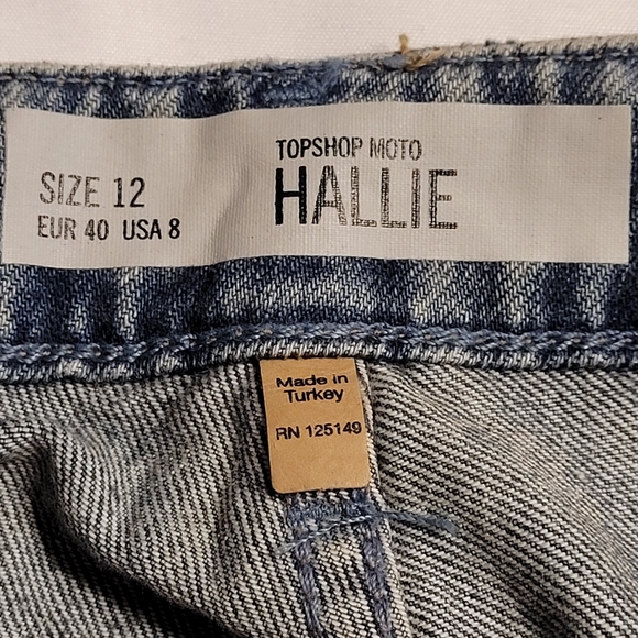 Topshop Hallie High Waist Hotpant - Blue Distressed - Picture 6 of 8